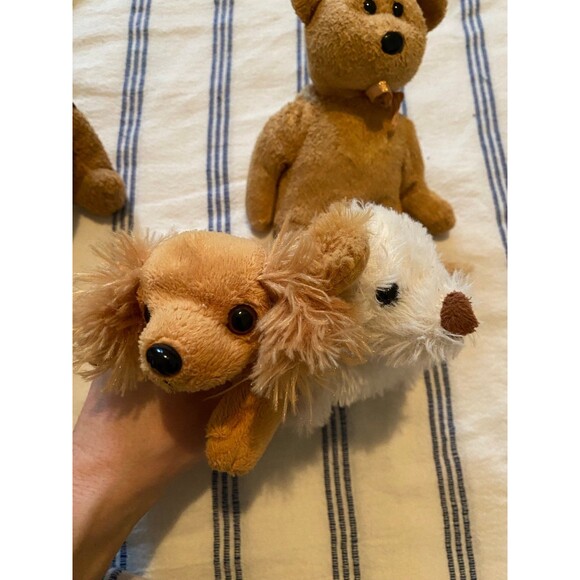 Stuffed animal beanie baby lot of 4 tan bear dog puppy - Picture 2 of 10